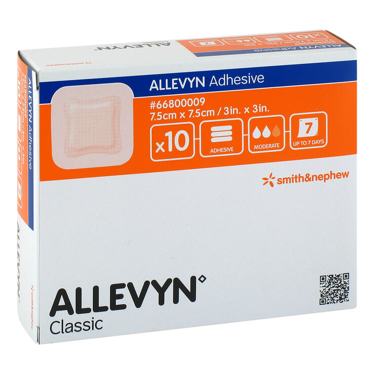 Allevyn Adhesive 7,5x7,5 cm haftende Wundauflage, 10 St