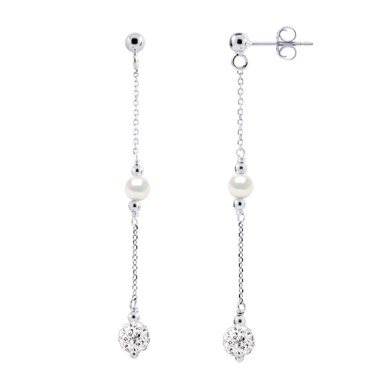 Pearl Addict Boucles d'oreilles Barbara Argent & Perles d'Eau Douce blanc naturel