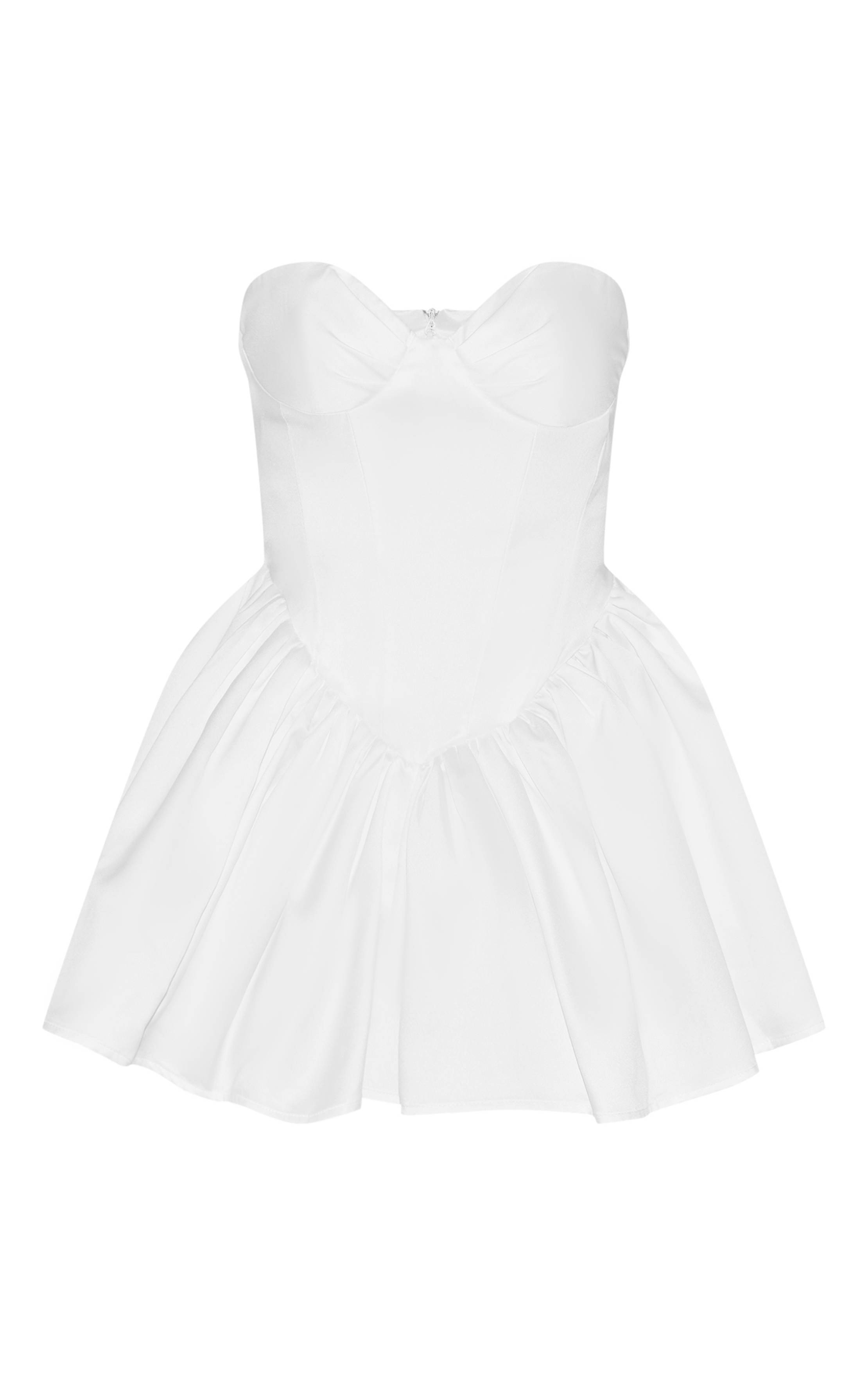 Blanc Combishort Premium En Satin À Bustier Cœur Avec Corset Et Plis Sur Les Hanches