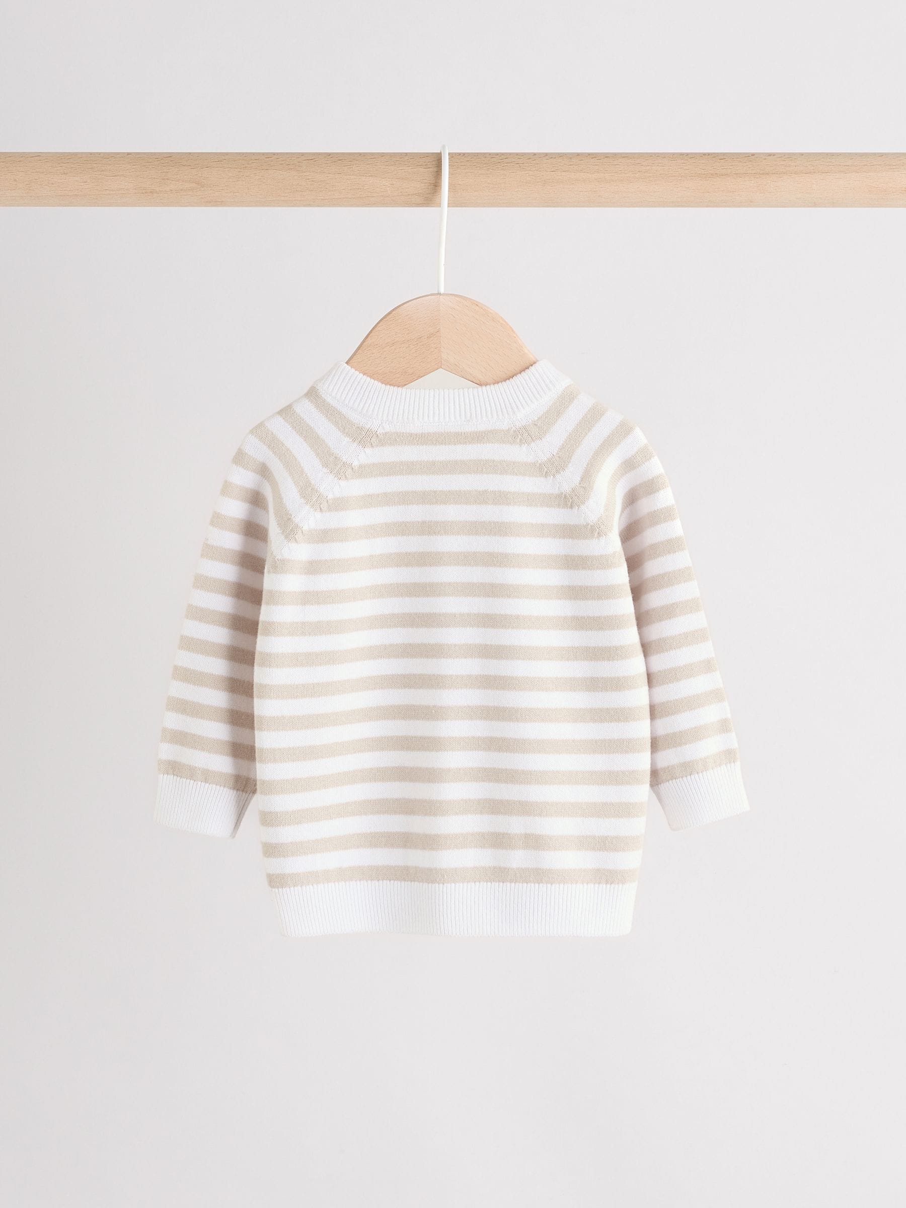 Naturel met strepen - Gebreide top- en leggingset (0 mnd - 2 jr)