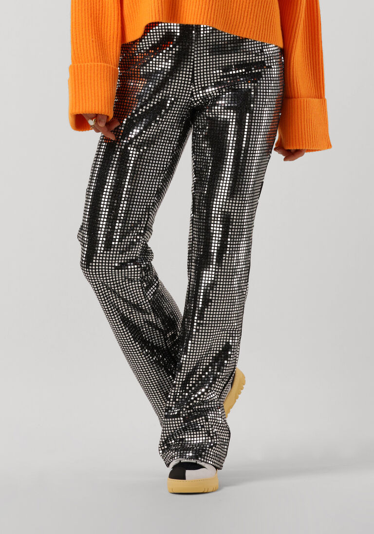 CO\\'COUTURE zilveren co'couture flared broek mirror flare pant