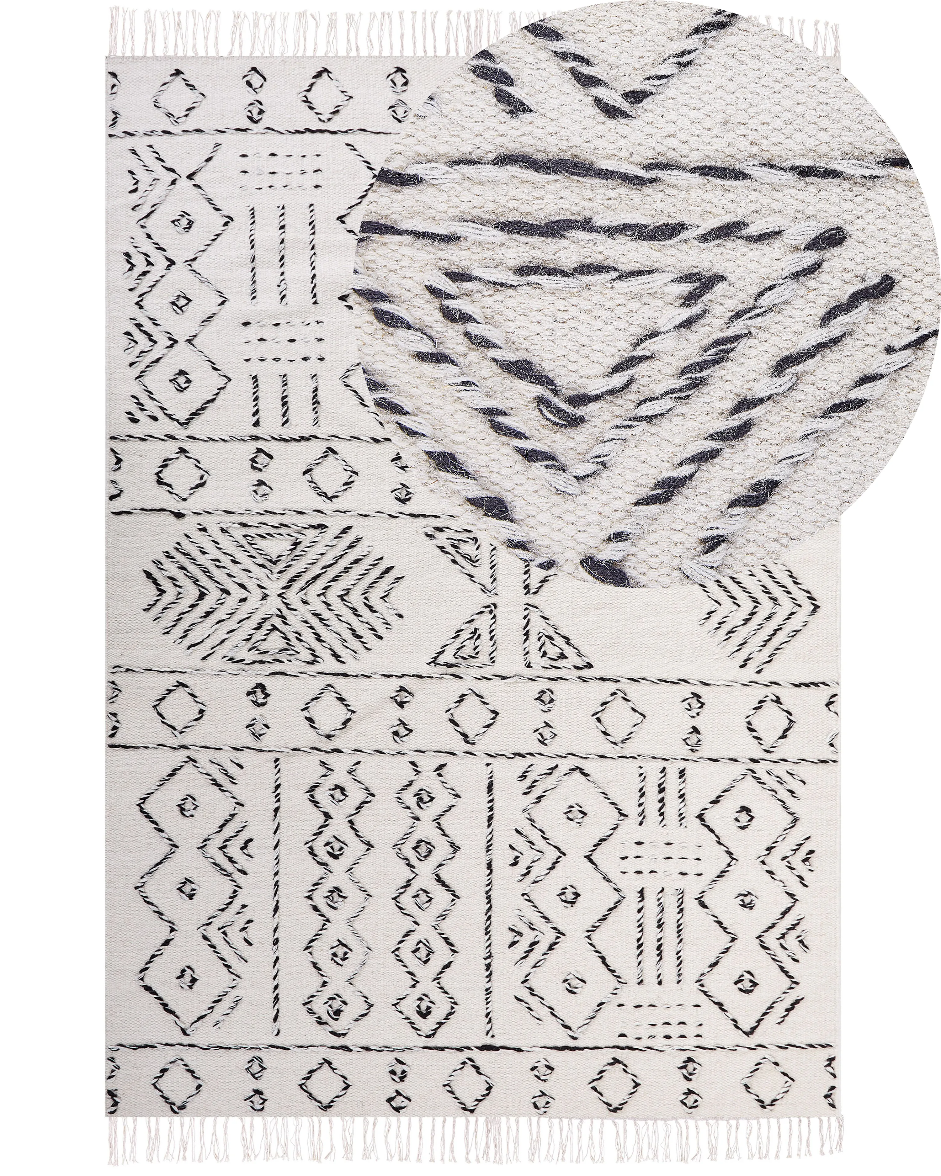 Vloerkleed ALKENT Wit 160 x 230 cm Wol