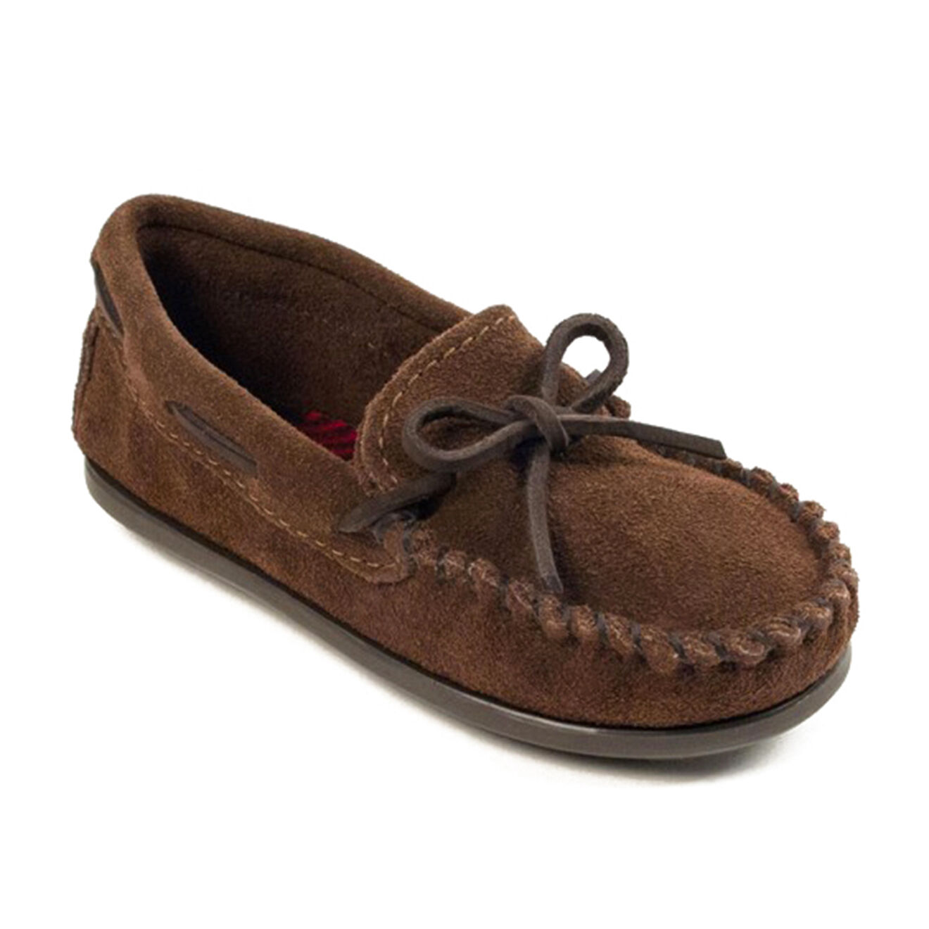 Minnetonka Mocassins en Velours de Cuir Bobby chocolat