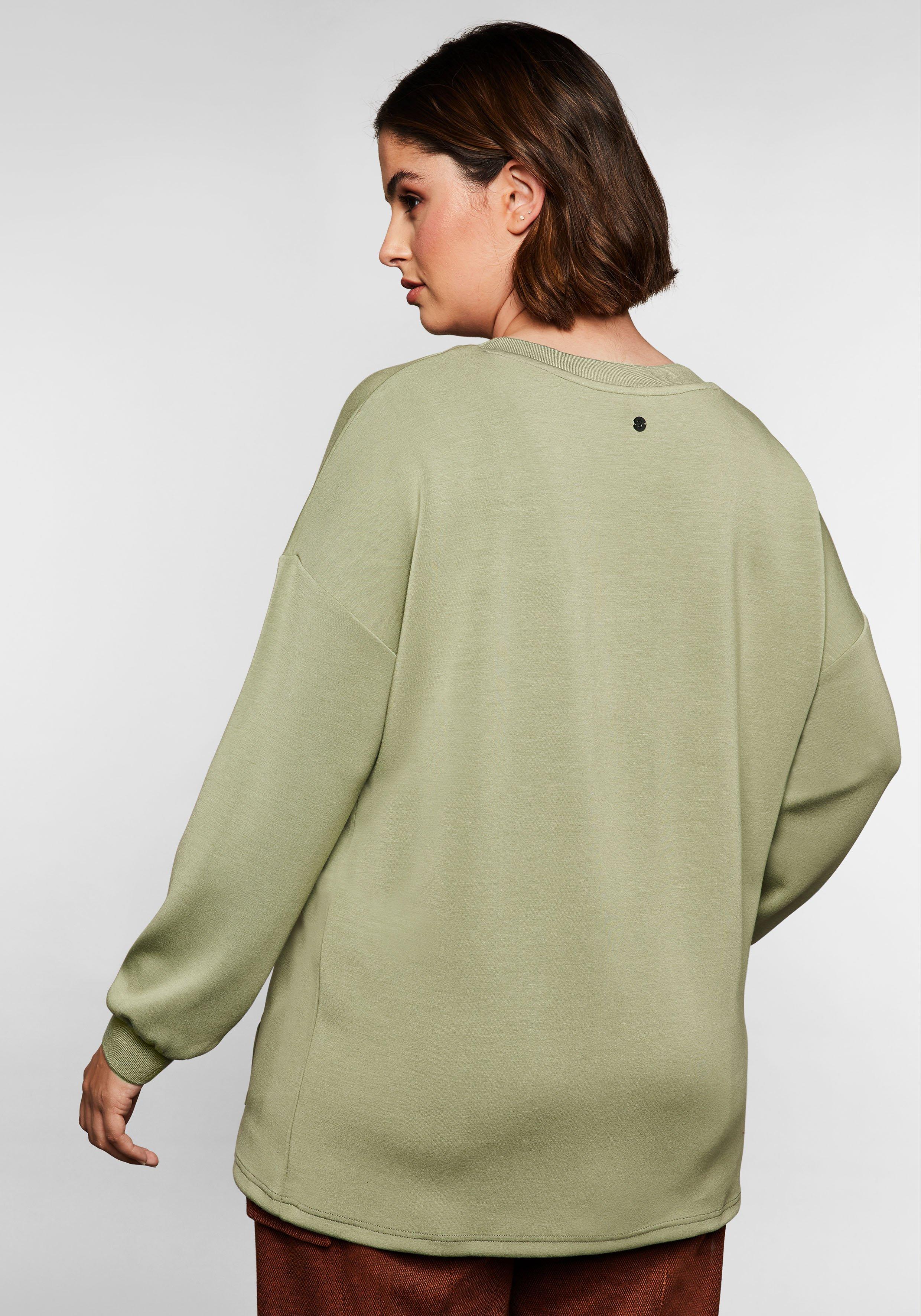 Langarmshirt mit Kängurutasche und V-Ausschnitt