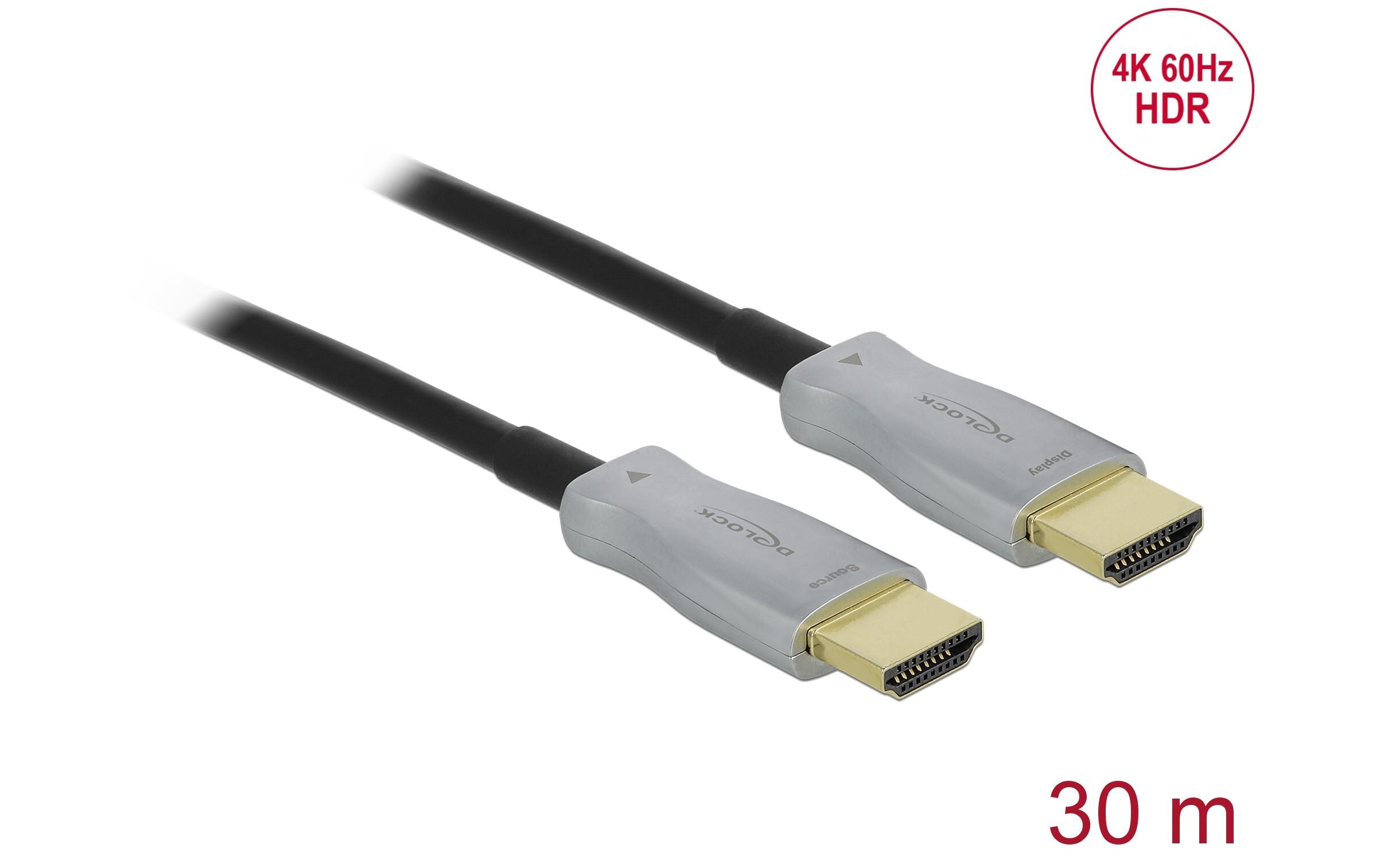 Optisches Kabel 4K 60Hz HDMI - HDMI, 30 m, SchwarzDelock Aktives Optisches Kabel HDMI 4K 60 Hz 30 m