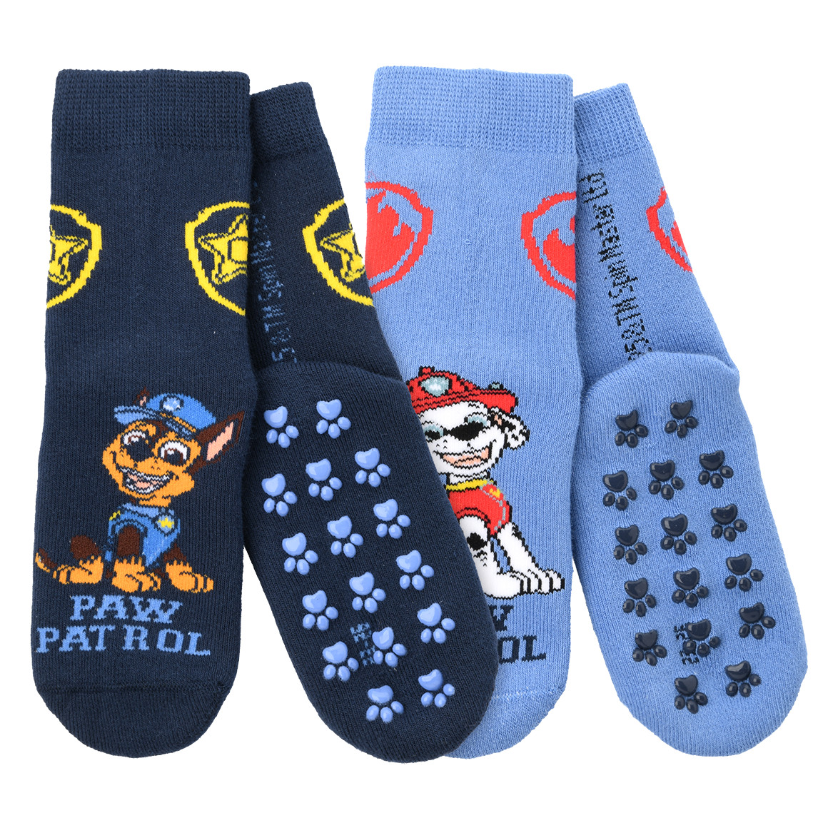 Topolino 2 Paar PAW Patrol Stoppersocken mit Frottee blau / dunkelblau