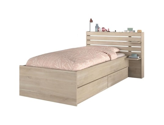 PARISOT - Lit enfant escale 90x190/200 cm - décor chene - tete de lit...
