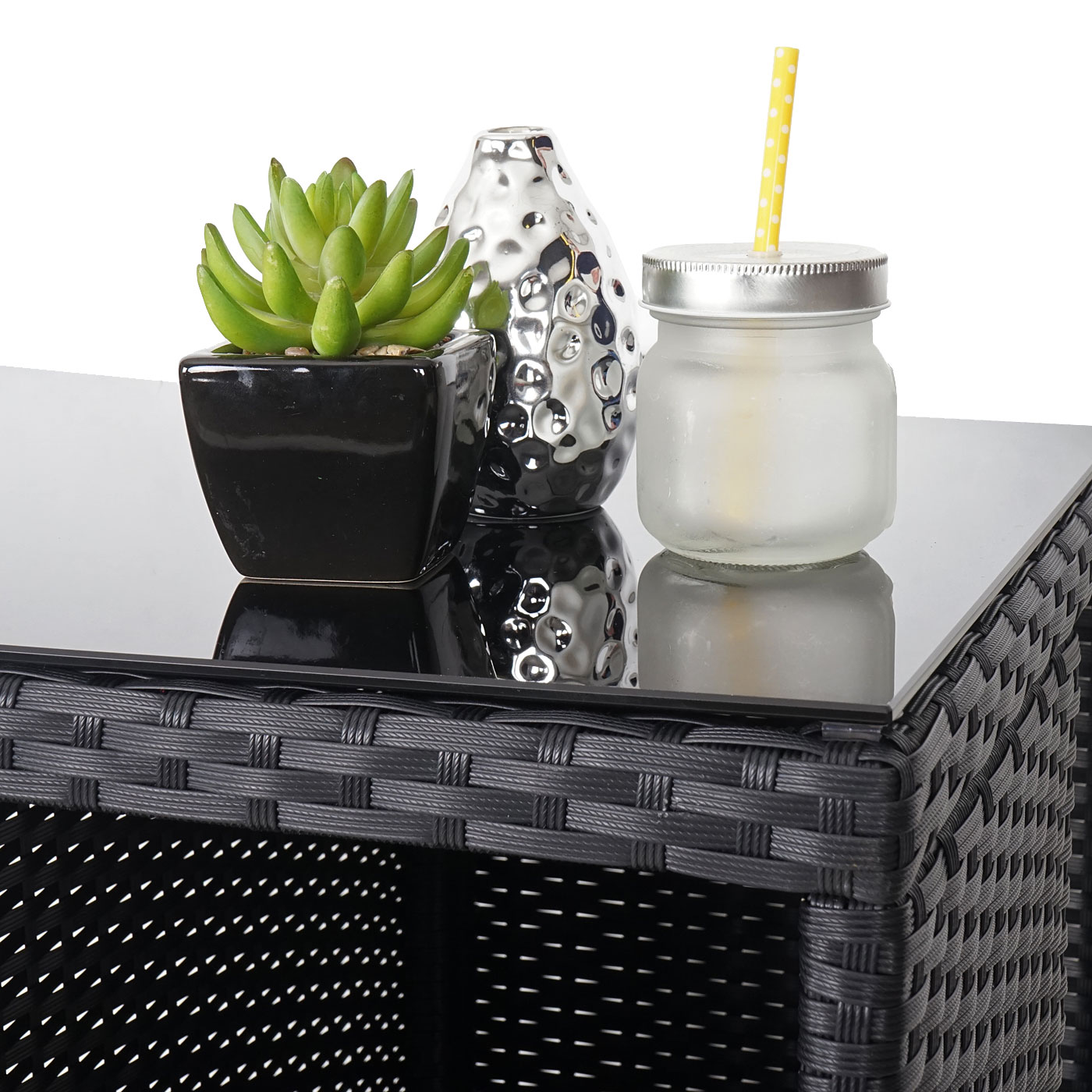 Poly-Rattan Bartisch MCW-A28, Bistrotisch Garten Bar Loungebar Tisch mit Regal, anthrazit