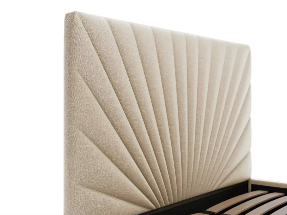 Lit coffre 140 x 190 cm - Tissu - Beige + Matelas - RILIODA de Pascal Morabito