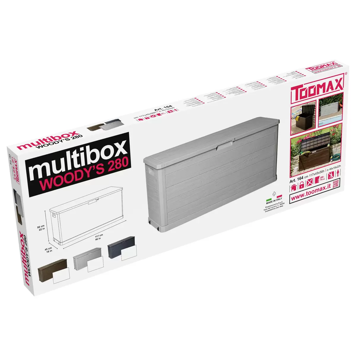 Luca Bessoni Kissenbox Woody wasserdicht Dunkelgrau
