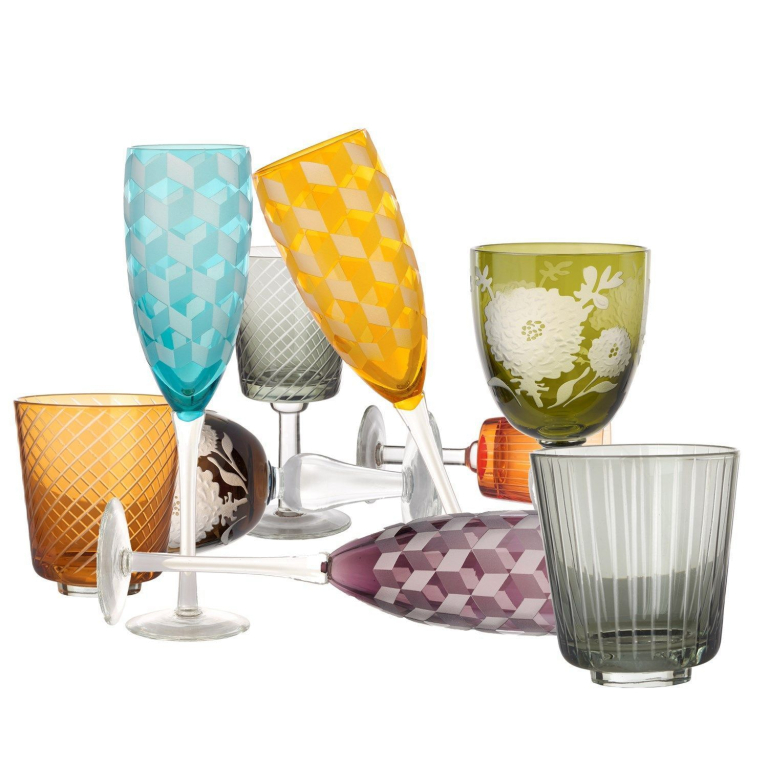 POLSPOTTEN Peony wijnglas set van 6 multicolour