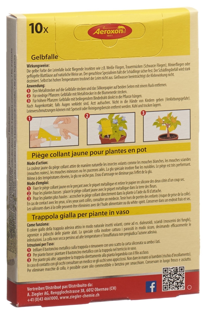 AEROXON Gelbfalle für Topfpflanzen<br>10 Stück