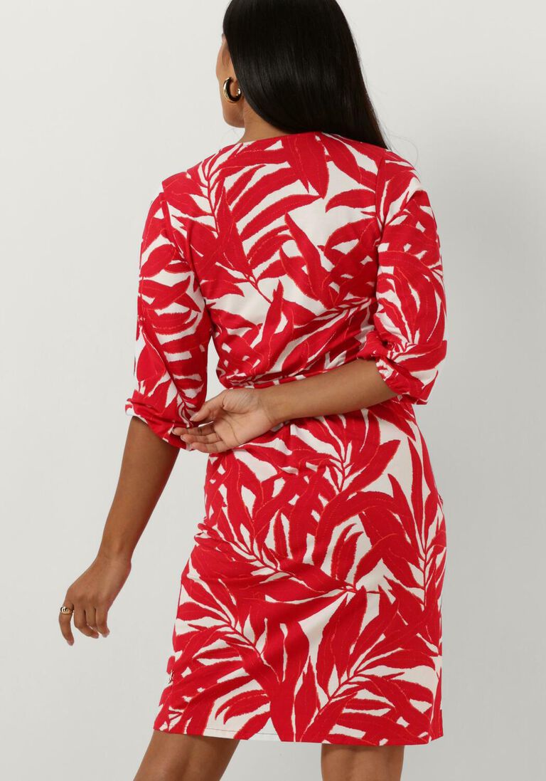 JANSEN AMSTERDAM rode jansen amsterdam mini jurk vl506 jersey print wrap dress 3/4 sleeve