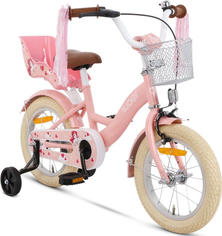 SJOEF Dolly Meisjesfiets 14 inch - Kinderfiets 3, 4 & 5 jaar roze