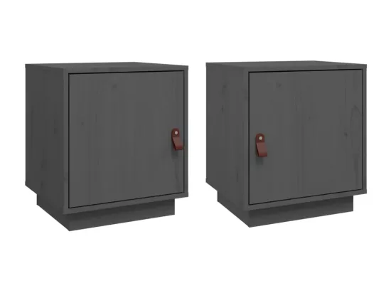 Tables de chevet 2 pièces Gris 40x34x45 cm Bois de pin massif