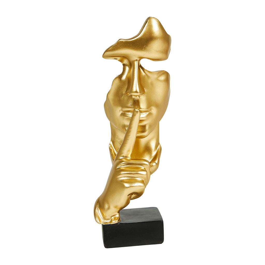 Sculpture visage doré H 22cm