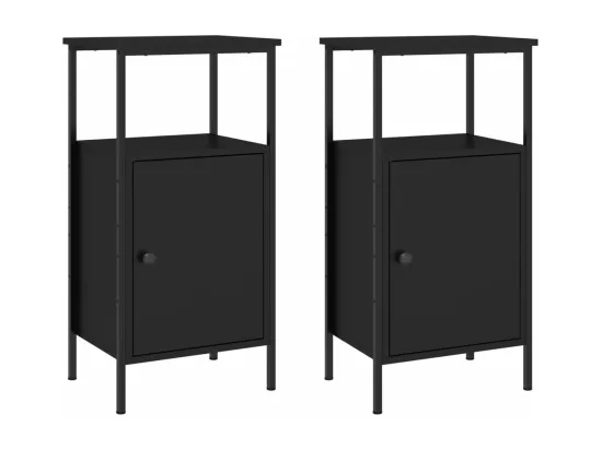 Tables de chevet 2 pcs noir 41x31x80 cm bois d’ingénierie
