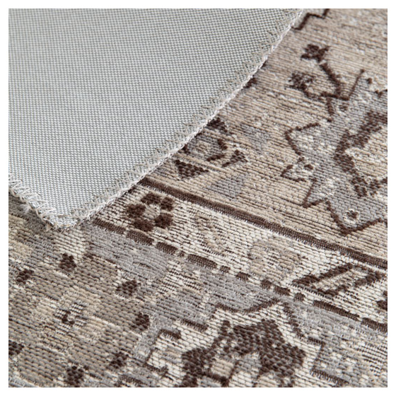 Tapis à motif oriental en tissus chenille recyclé - yanis - gris et brun - 120 x 170 cm