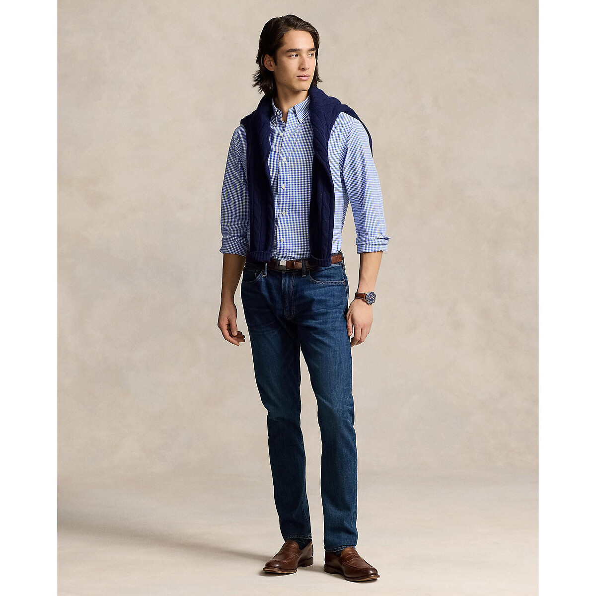 POLO RALPH LAUREN<br>Camisa ajustada em popeline elástica
