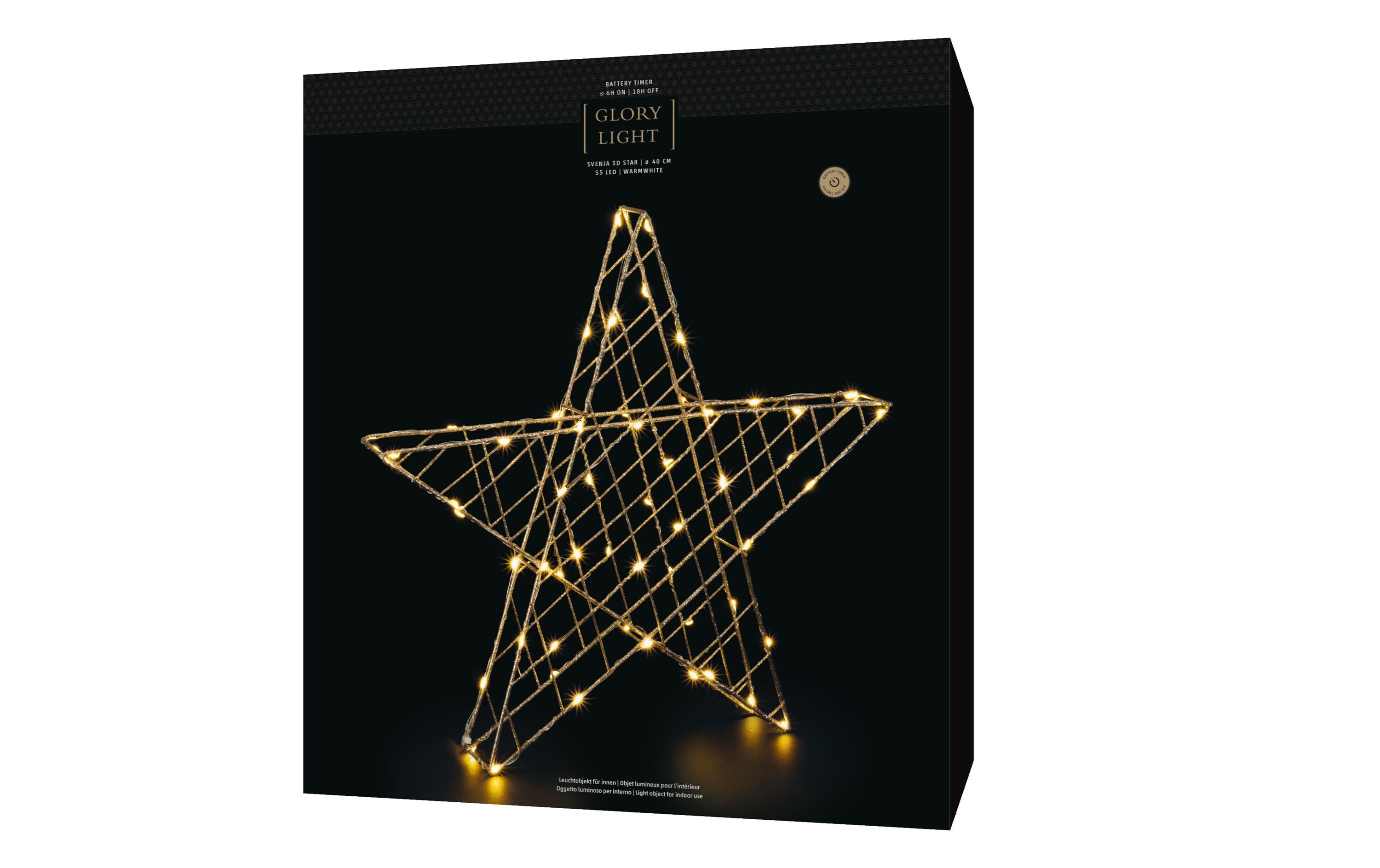 Tischdeko Svenja Star 3D Stern, 40 cm, GoldLED Weihnachtsdekoration