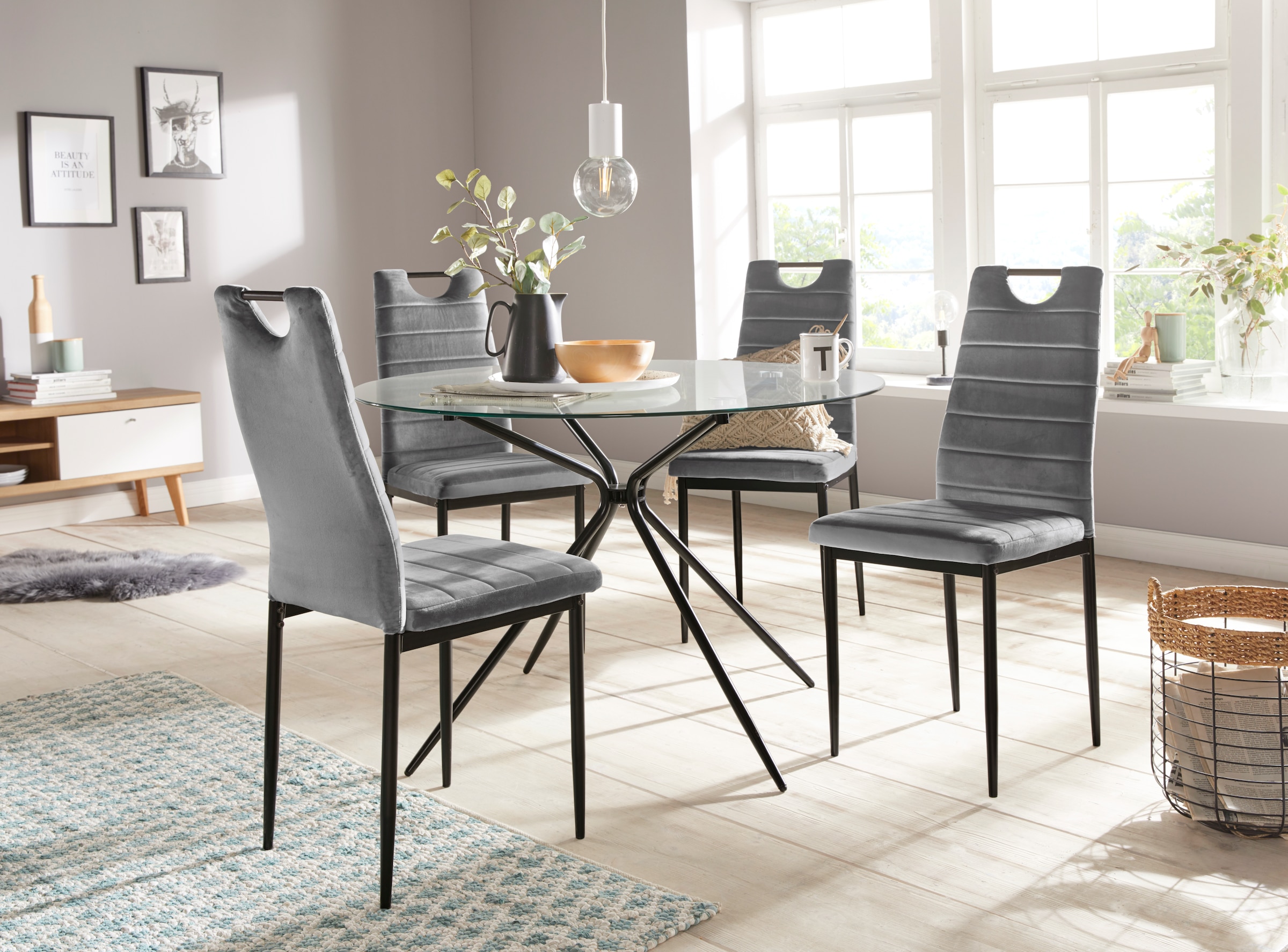 INOSIGN Glastisch »Silvi, TOPSELLER!« Esstisch, Glastisch, OTTOs Choice,  rund, Ø 110 cm, schwarzes Metallgestell