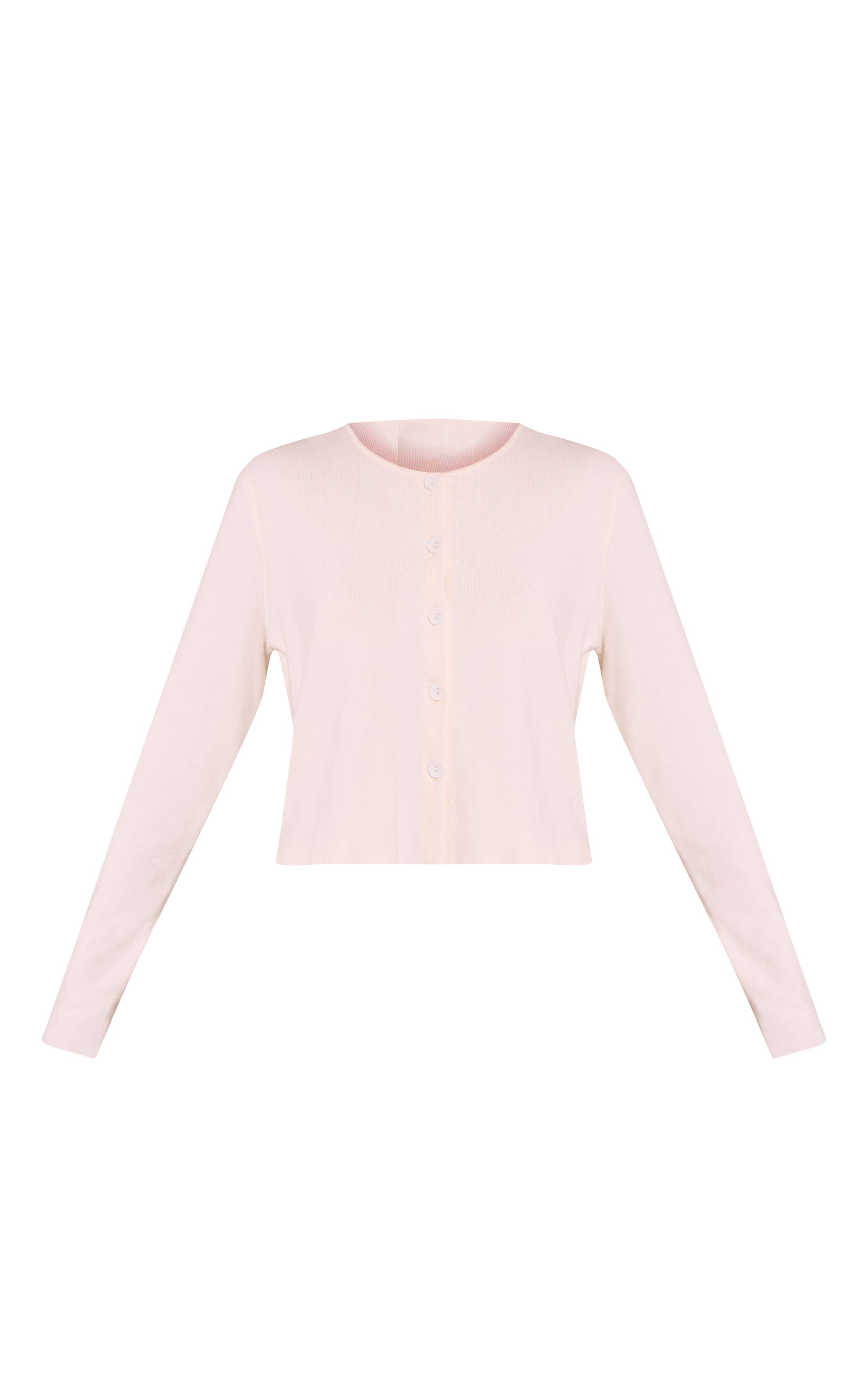 Crème Cardigan Sans Col En Maille Compacte