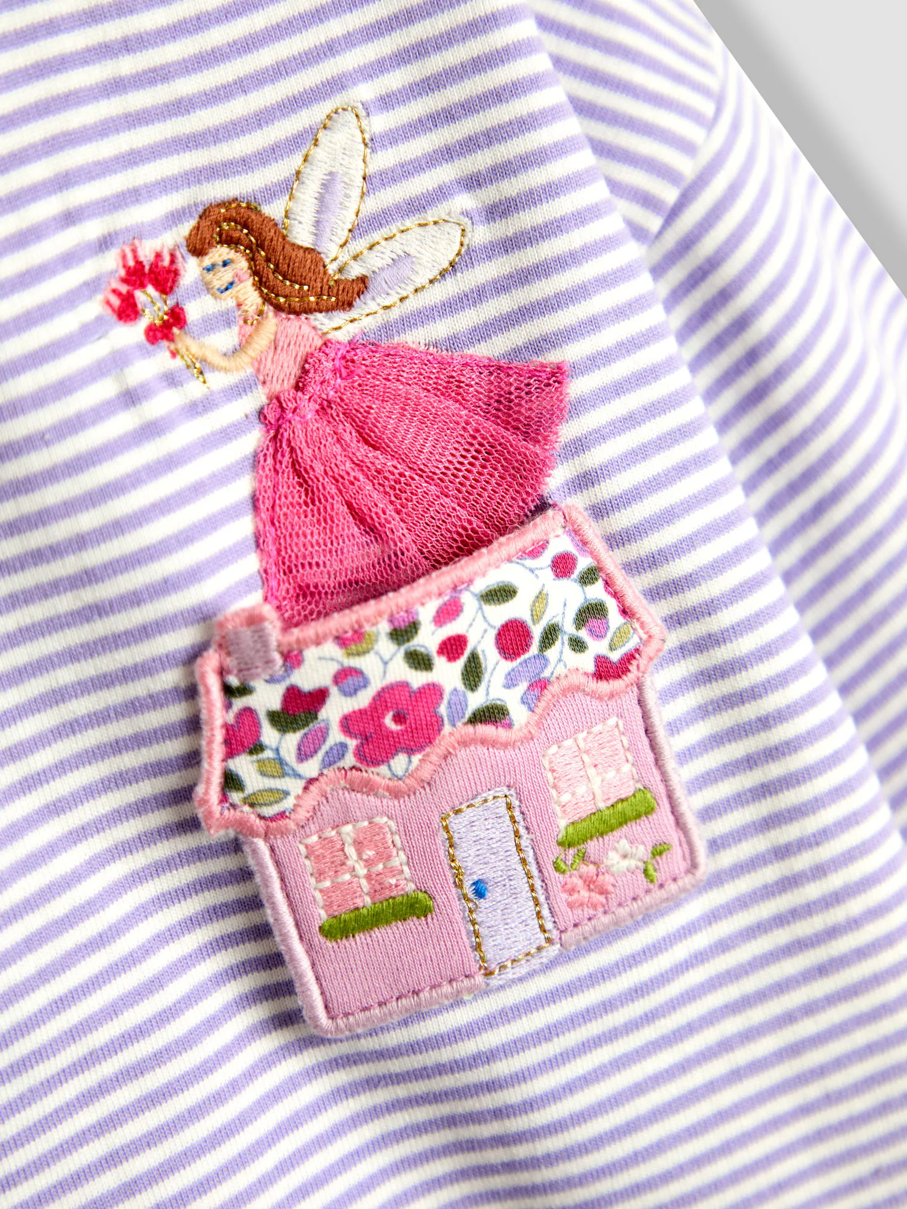 Cornflower Blue Fairy - JoJo Maman Bébé gestreepte top met afhangende schouders
