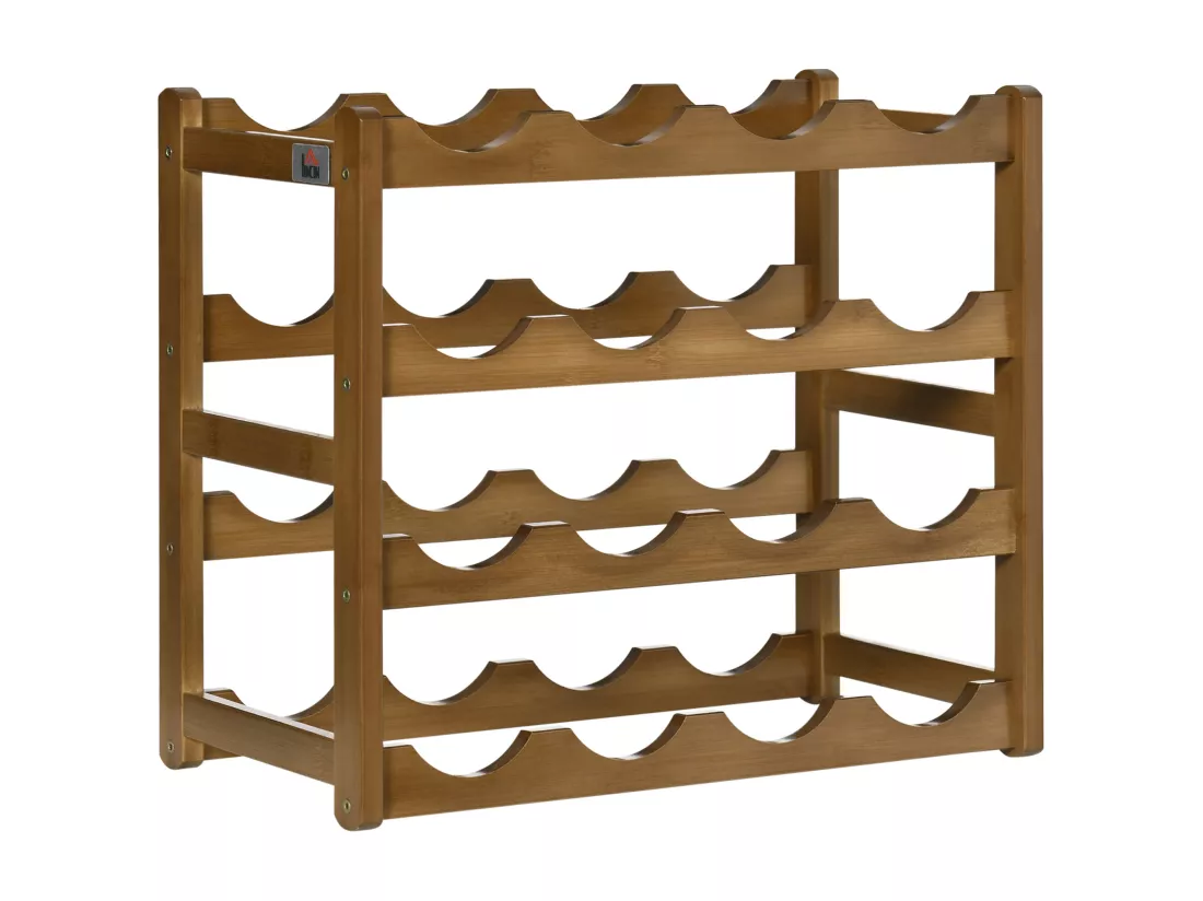 Étagère à bouteilles casier à vin range bouteilles horizontal 4 niv. 16 bouteilles max. bois de bambou