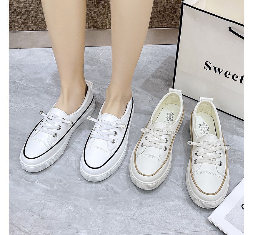 Terute - Platform Contrast Trim Kunstleren Veterschoenen
