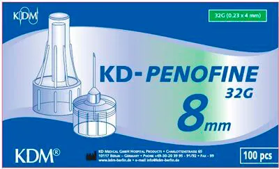 KD-Penofine  Penkanyle 32G 0.23 x 8 mm, Mørkebrun - 100 stk.