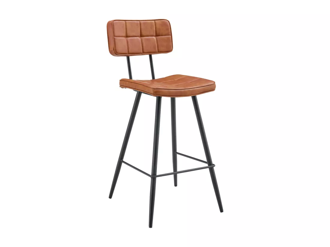 Lot de 2 tabourets de bar en simili cognac FERNAND - HAPPY GARDEN