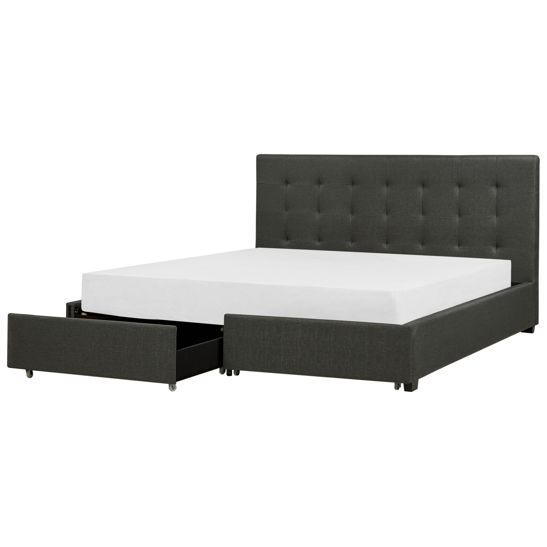 Beliani-ROCHELLE -Bed opbergruimte-Donkergrijs-180 x 200 cm-Polyester