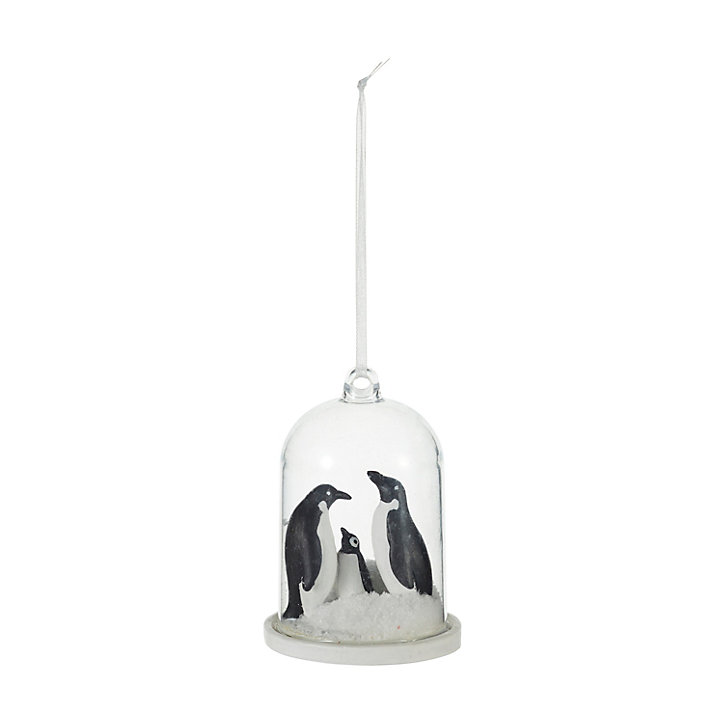 Boule de noel transparente avec famille Pingouin