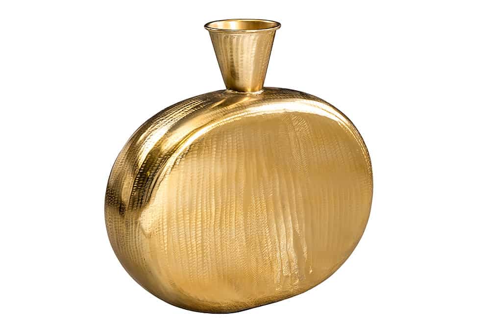 Handgefertigte Vase ORIENT L 50cm gold Metall Hammerschlag Design
