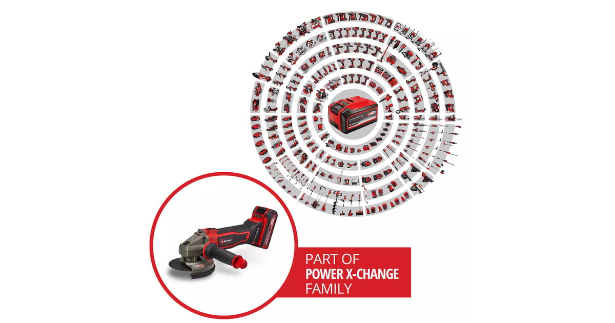 EINHELLAccu Haakse Sliijper TE-AG 18/125-2 Li (1x4,0 Ah) haakse slijper  (Rood/zwart, Incl. 4.0 Ah Power X-Change accu en oplader)