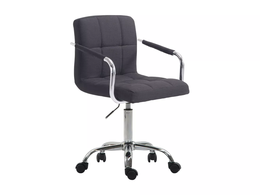 Chaise de bureau - Tissu & Métal chromé - Noir - Lucy V2