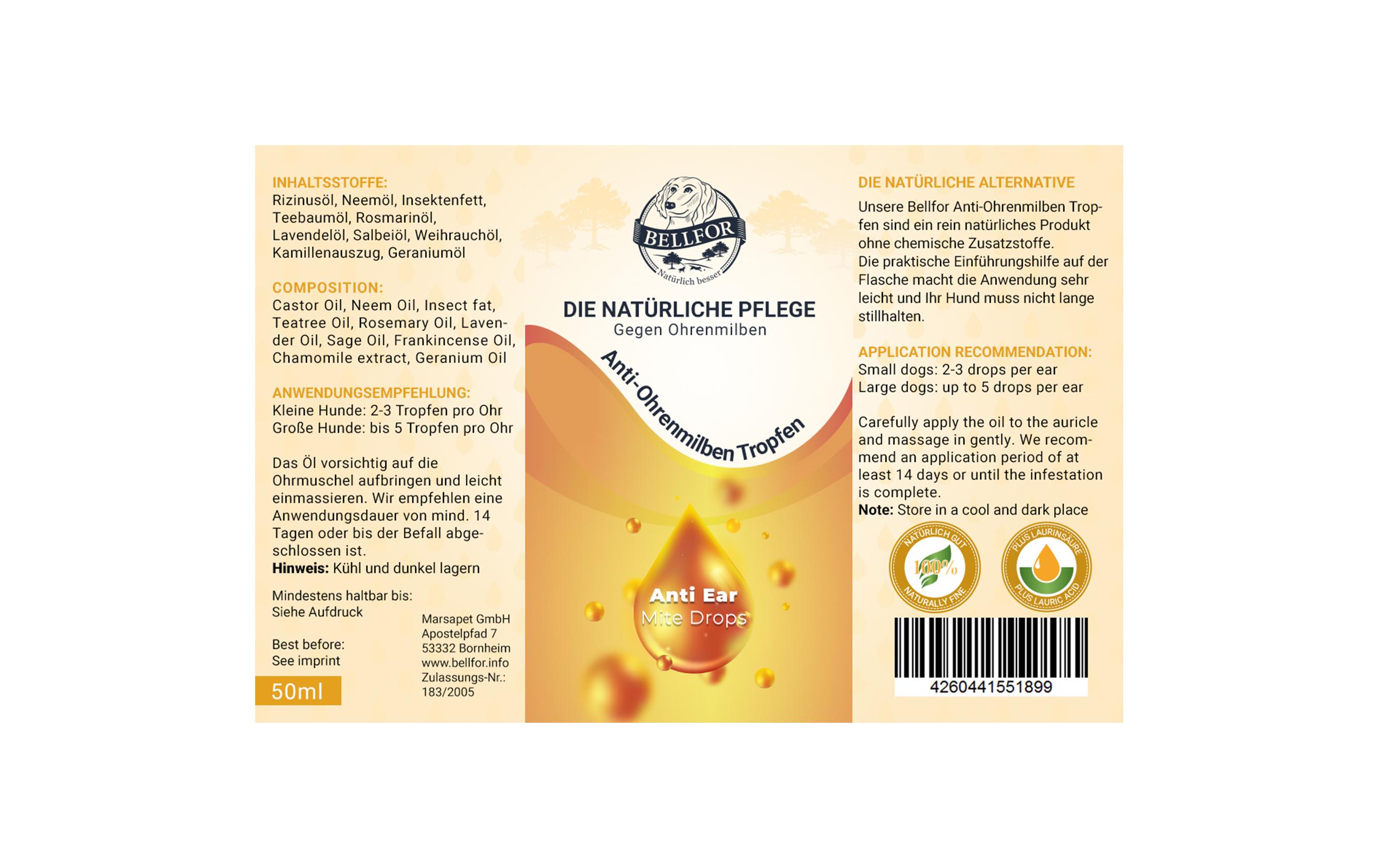Ohrenreiniger Anti-Ohrenmilben – Tropfen 50 mlEffektiv gegen Ohrenmilben