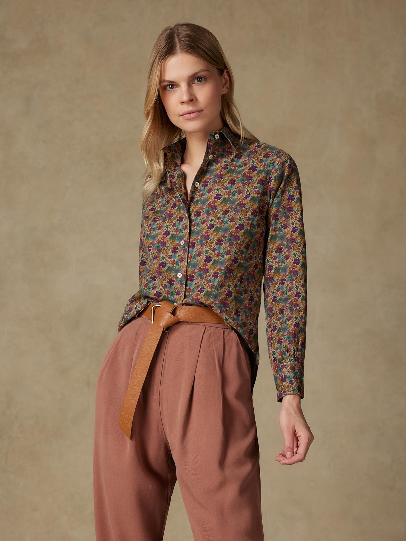 Chemise Albane en lin à motif floral