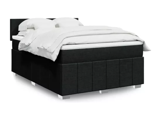 Sommier à lattes de lit avec matelas Noir 160x200 cm Tissu