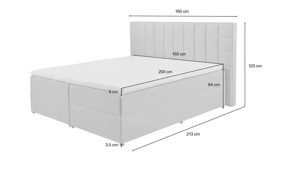 Polsterbett Alaska 2 Grau 160 cm