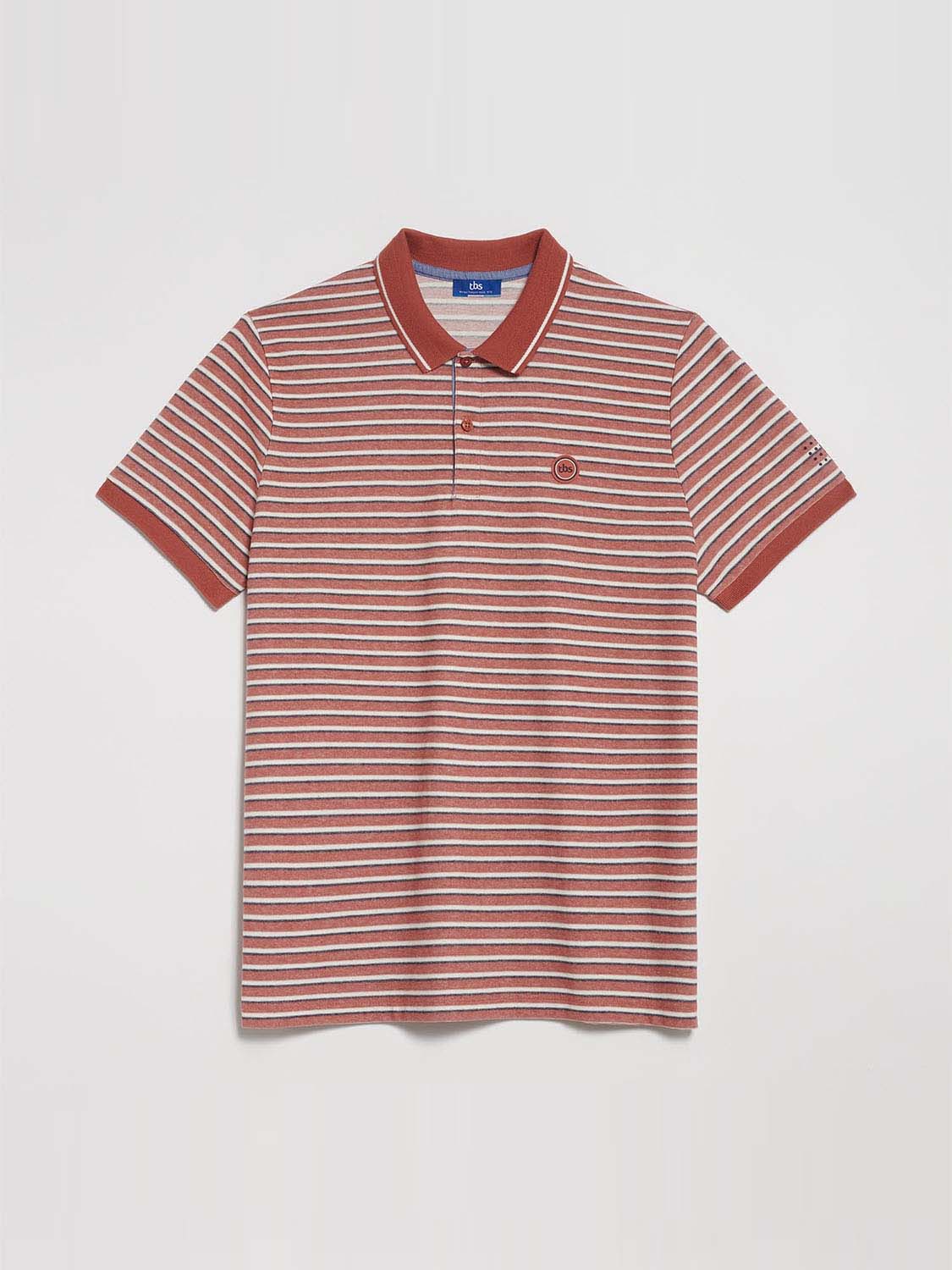 Polo Homme A Rayures Coton Orange