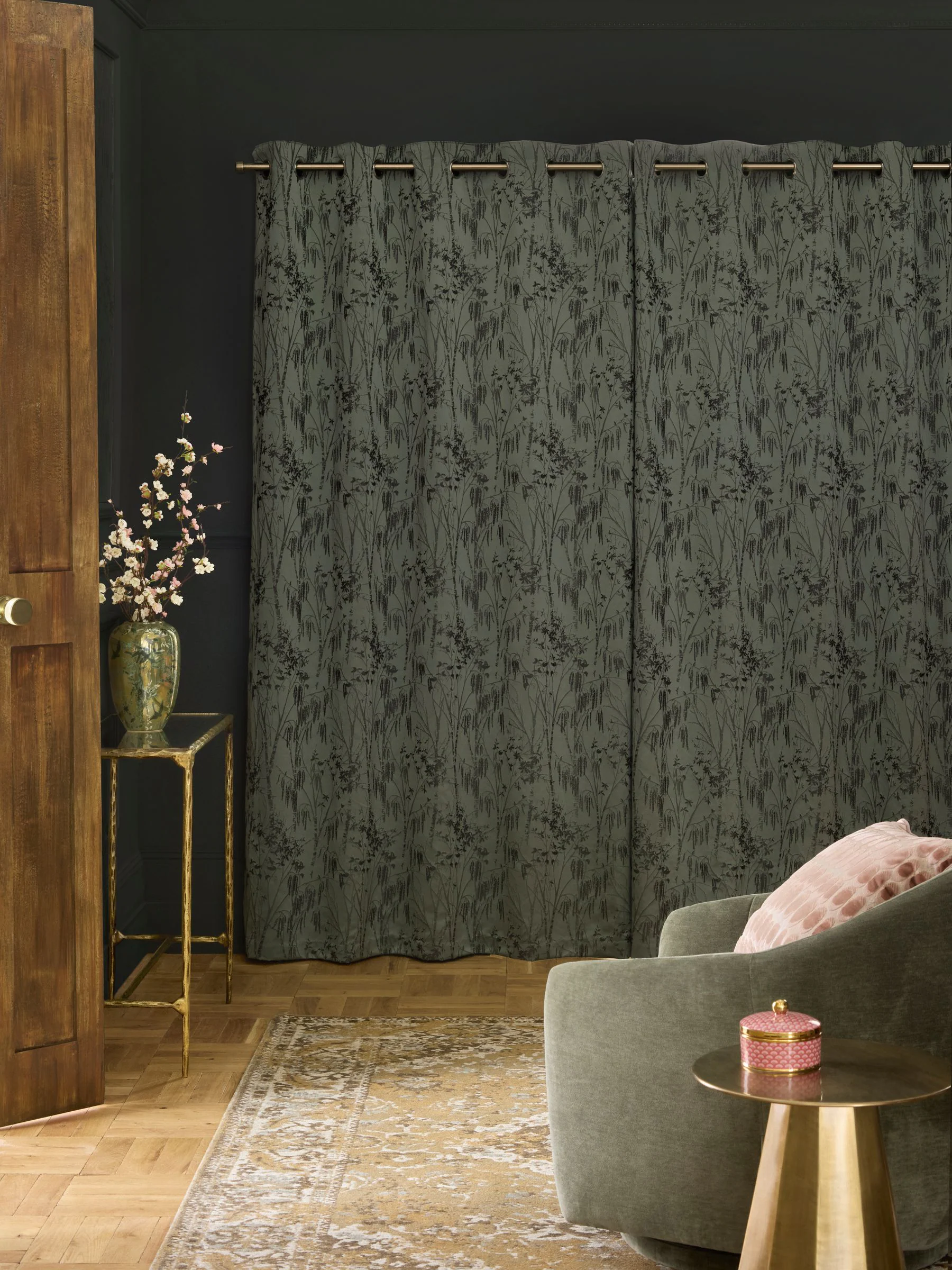 Boom Jacquard Eyelet Gevoerde Gordijnen