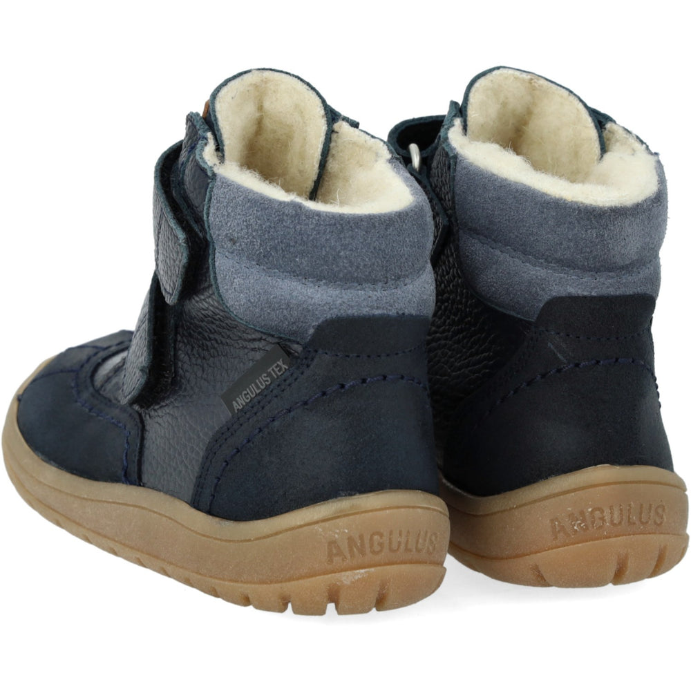 Køb Angulus Navy/Tan/Blue Fog Velcro TEX-støvle Med Ekstra Slidstærke Detaljer