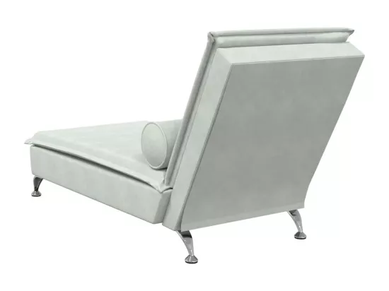 Chaise longue de massage avec traversin gris clair velours