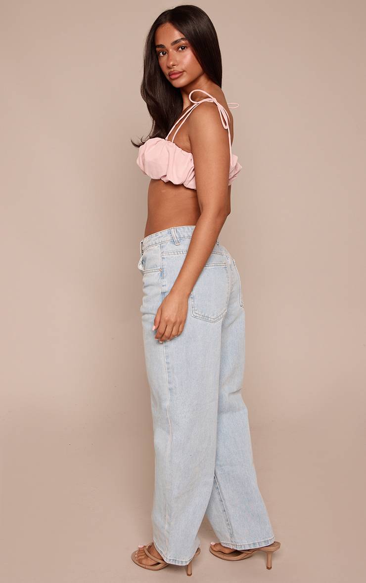 Light Blue Wash Prettylittlething Petite Jean Boyfriend Taille Haute