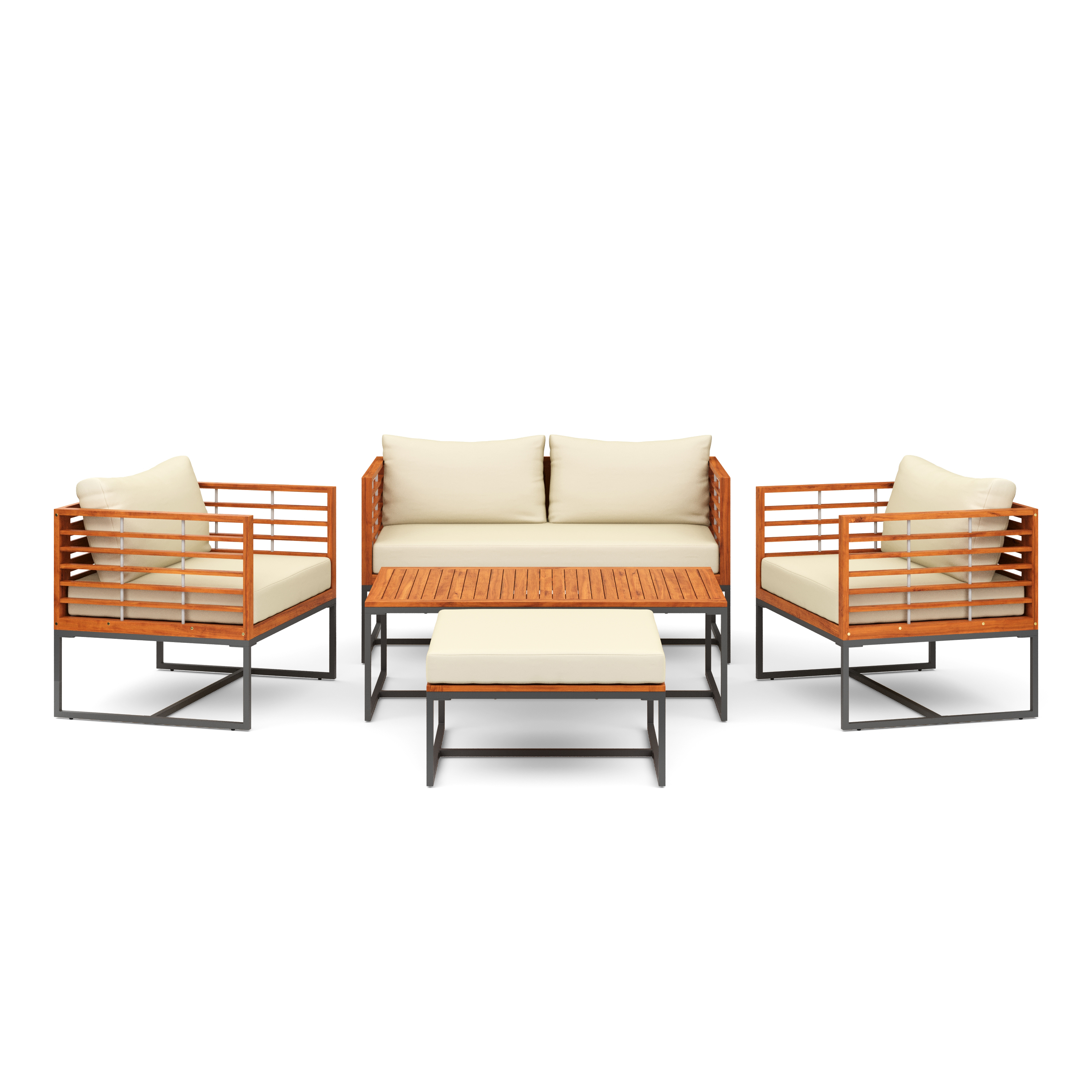 Lounge Holz MAVIS schwarz/natur/creme