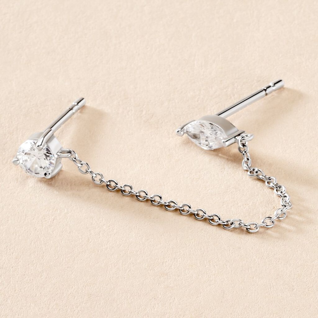 Bijoux D'oreilles Winter Sweetness Argent Blanc Oxyde De Zirconium