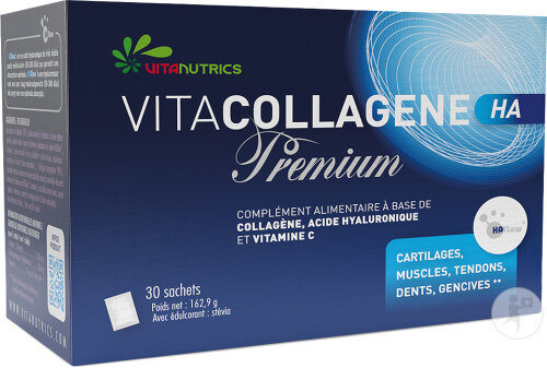Vitanutrics VITACOLLAGNE HA PREMIUM Hydrolysats de Collagène Acide Hyaluronique 30 Sachets