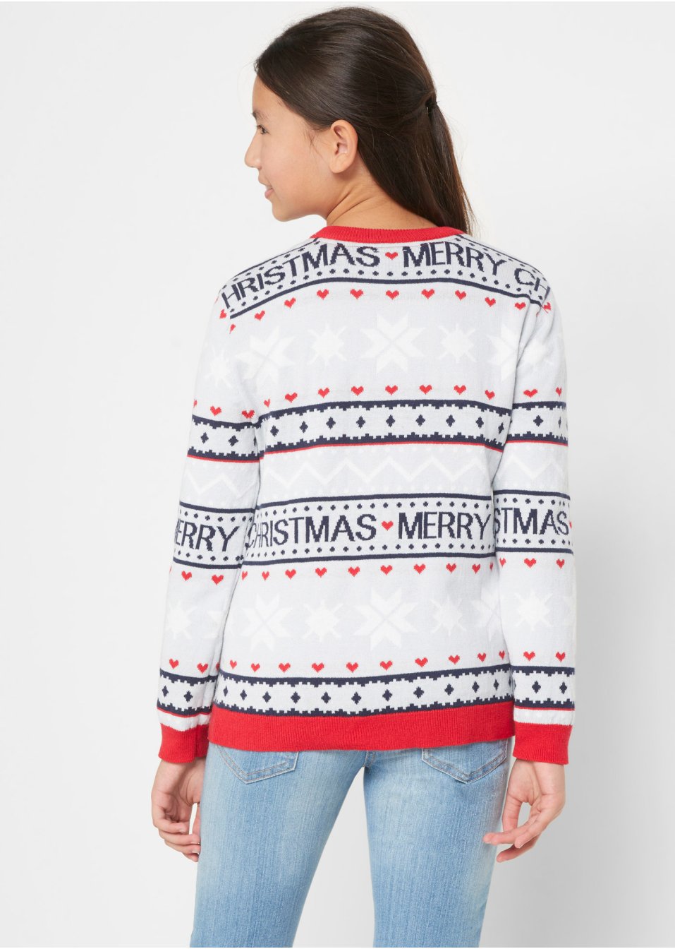 Pull en maille fille à motif norvégien