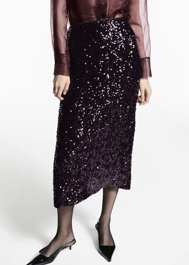 MANGO Sequin midi skirt 78